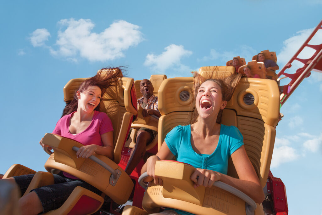 Women on a roller coaster
